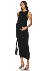 Soft Rib Boat Neck Midi Dress