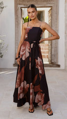 Carson Maxi Dress - Black/Wine Floral