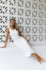 Island Of Moonflowers Midi Dress White