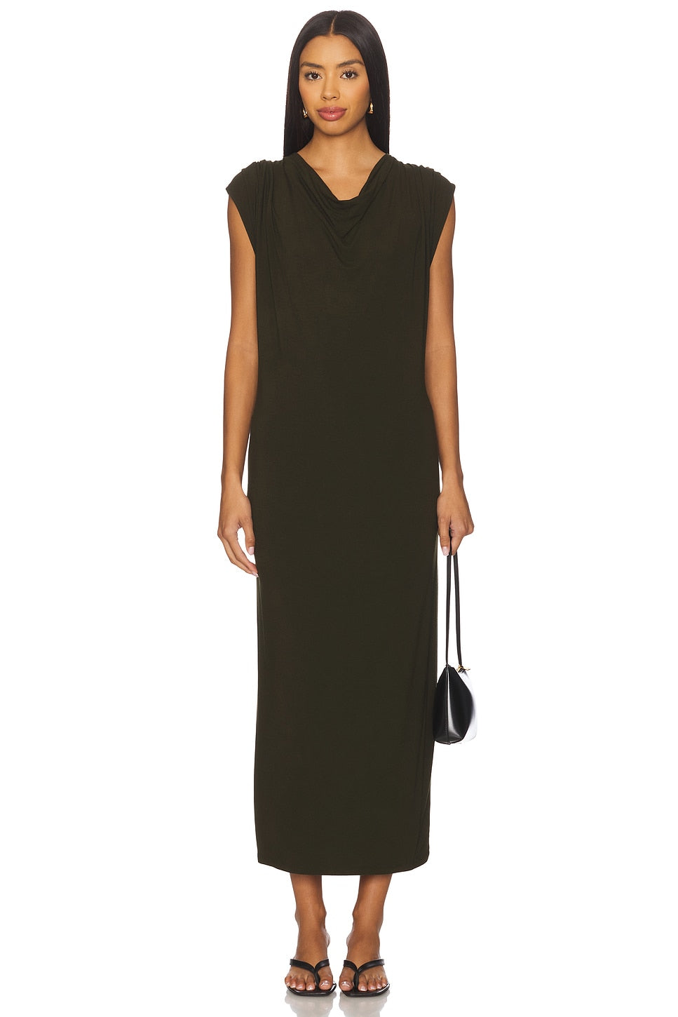 Draped Cowl Neck Dress