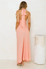 Polished Edge Halter Maxi Dress Orange