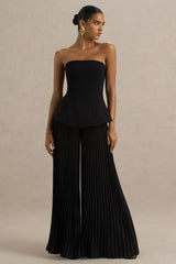 Feeling Good | Black Bandeau Jumpsuit With Pleated Trouser
