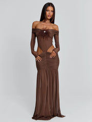 Angelae Maxi Dress Chocolate Brown