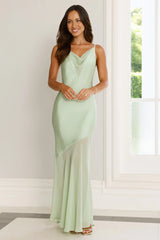 Elegant Simplicity Satin Maxi Dress Sage