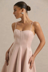 Mally | Rose Pink Satin Sweetheart A-Line Midi Dress