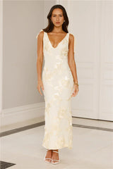 Golden Doll Mesh Maxi Dress Yellow