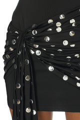 Polka Dot Overlay Detail Mini Dress