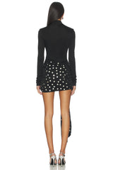 Polka Dot Overlay Detail Mini Dress