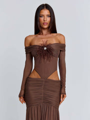 Angelae Maxi Dress Chocolate Brown