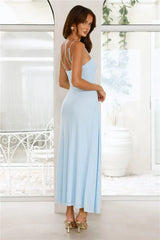 Candlelight Kisses Mesh Maxi Dress Blue