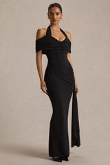 Camille | Black Bardot-Neck Maxi Dress