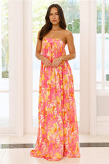 Sunshine State Of Mind Strapless Maxi Dress Pink