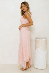 Moonrise Lace Off Shoulder Maxi Dress Pink