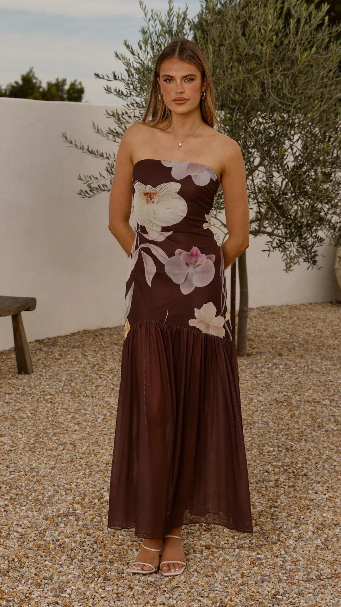 Elle Maxi Dress - Brown Floral