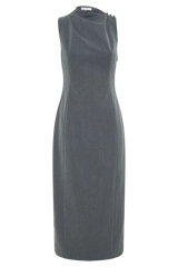 Taylor Draped Crepe Midi Dress - Charcoal Marle