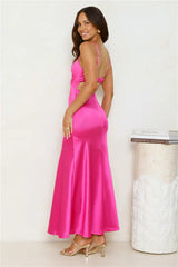 Love To Mesmerise Satin Maxi Dress Pink