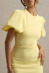 Dakota | Lemon Blue Puff-Sleeve Midi Dress