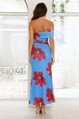 Secret Romance One Shoulder Maxi Dress Blue