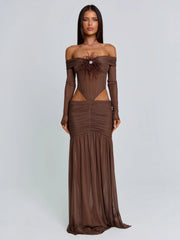 Angelae Maxi Dress Chocolate Brown