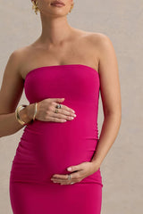 Juniper | Hot Pink Strapless Maternity Maxi Dress