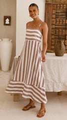 Baylee Midi Dress - Chocolate Stripe