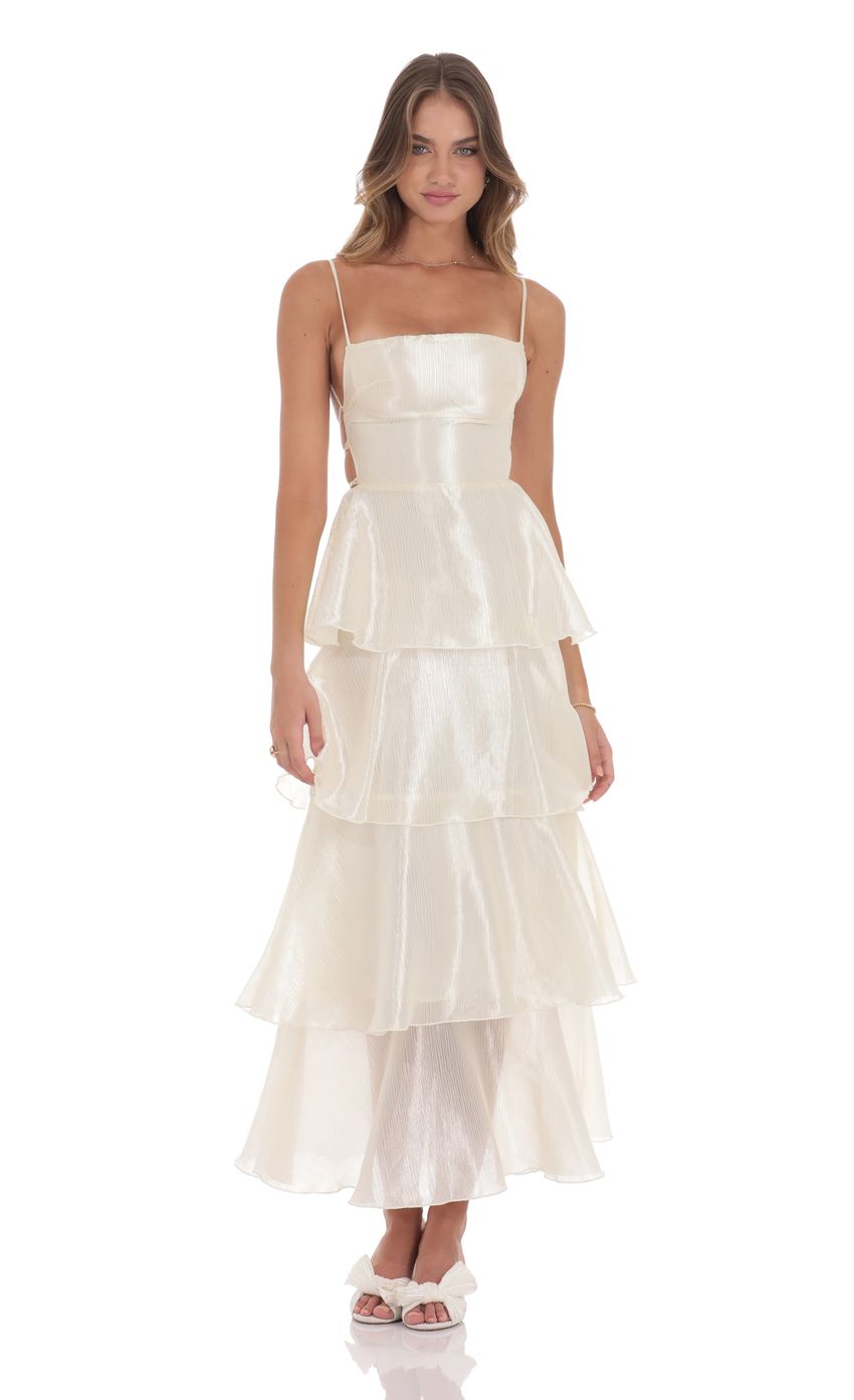 Crinkle Sheen Maxi Dress in Deep Cream