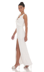 V-Neck Open Back Maxi Dress in White