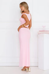 Everyday Pretty Off Shoulder Mesh Maxi Dress Pink