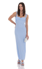 Tassel Strap Maxi Dress in Light Blue