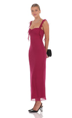 Tassel Strap Maxi Dress in Magenta