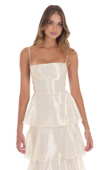 Crinkle Sheen Maxi Dress in Deep Cream