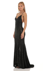 Sequin Mermaid Dress in Black