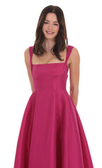 Fit and Flare Maxi Dress in Pink