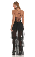 Mesh Maxi Dress in Black